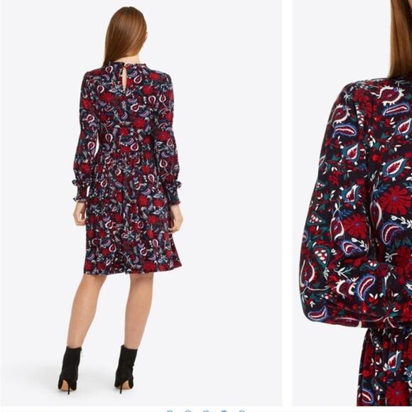 Draper James Dress Kitty Paisley Stretch Knit Ruffles Floral Black Red Size XXL - Picture 3 of 14